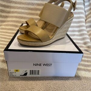 Nine West Tan Wedge Sandals with Ankle Strap